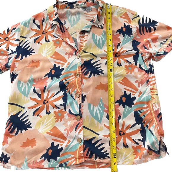Roxy Women’s Hawaiian Shirt XL Tropical Floral Button Front Short Sleeve - Picture 8 of 11
